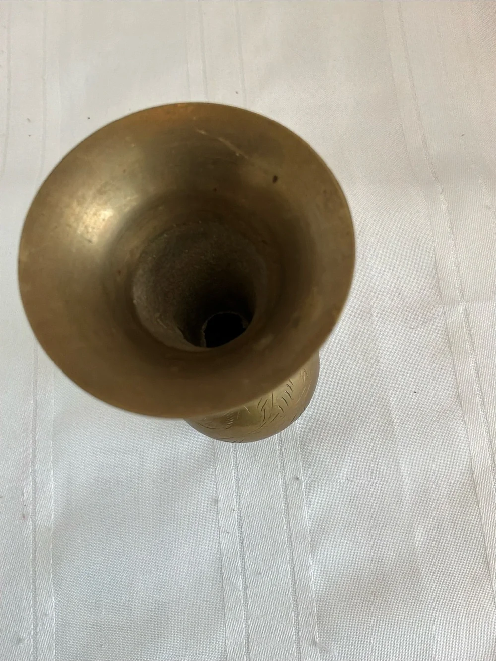 Brass Etched Bud Vase - Antique Finish